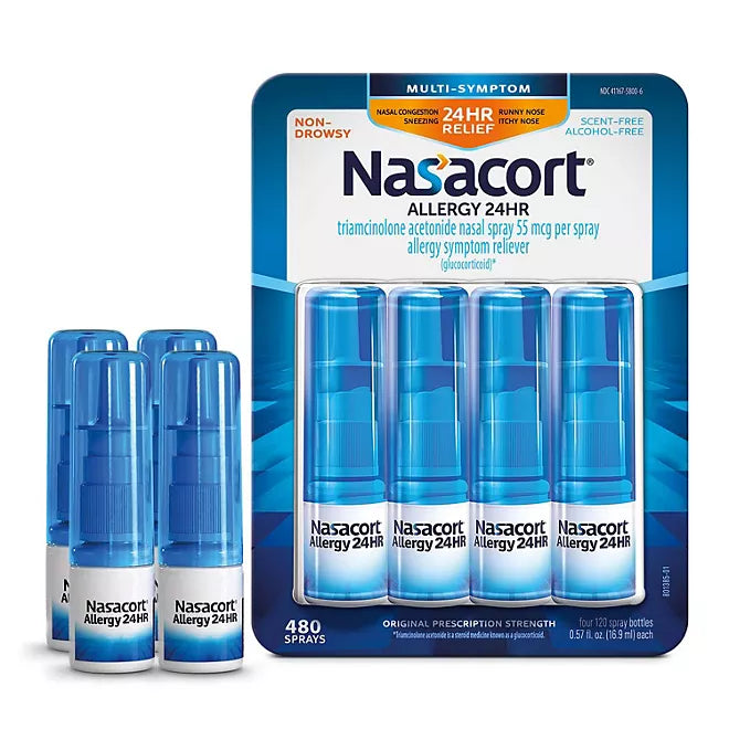 Nasacort Allergy 24-Hr. Non-Drowsy Nasal Spray 120 sprays, 4 pack