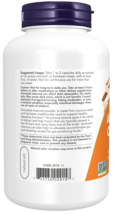 Activated Charcoal Veg Capsules 200ct