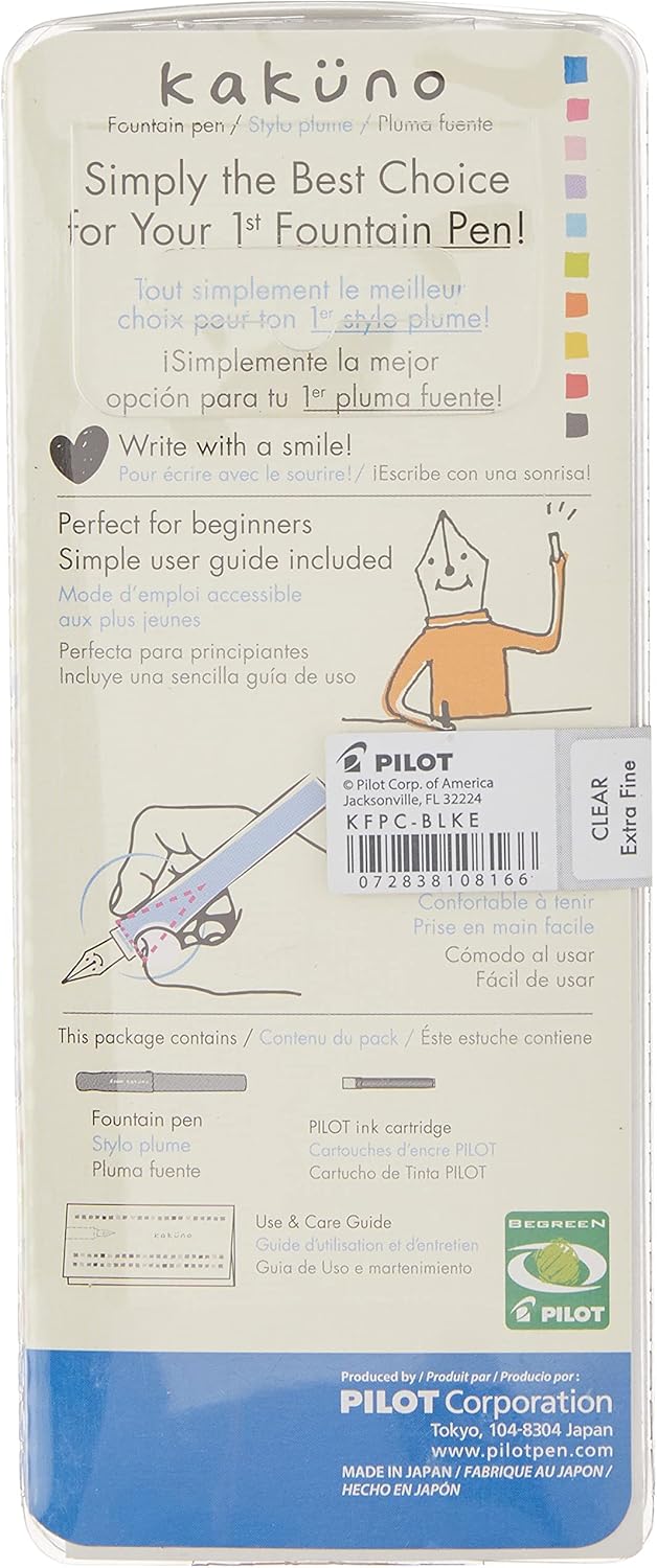 PILOT Kakuno Fountain Pen, Clear Barrel, Extra Fine Nib (10816)
