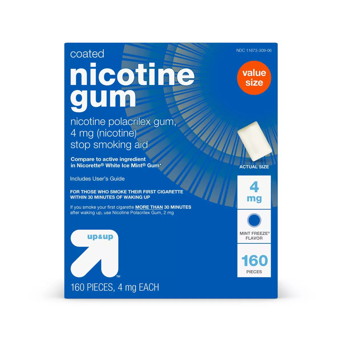 Nicotine 4mg Gum Stop Smoking Aid - Mint Freeze - up&up
