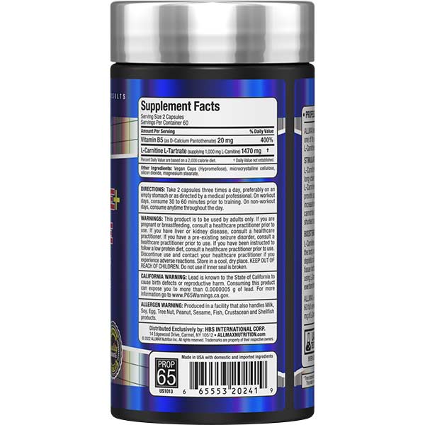 ALLMAX, Essentials, L-Carnitine + Tartrate, 120 Capsules