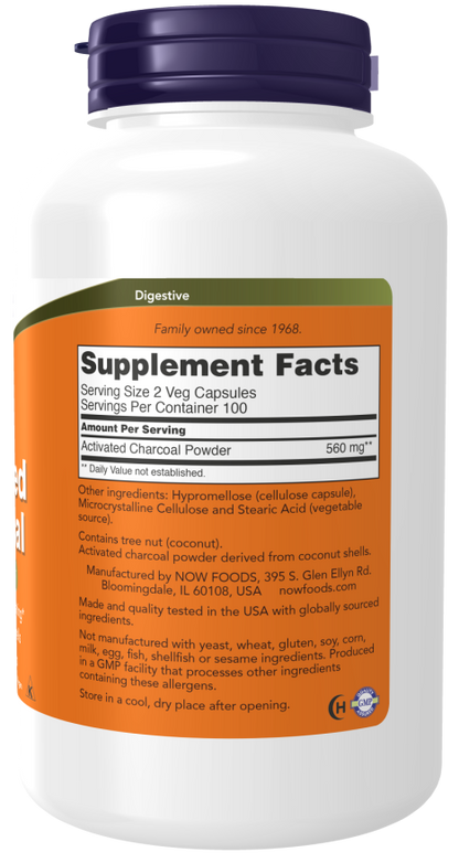 Activated Charcoal Veg Capsules 200ct