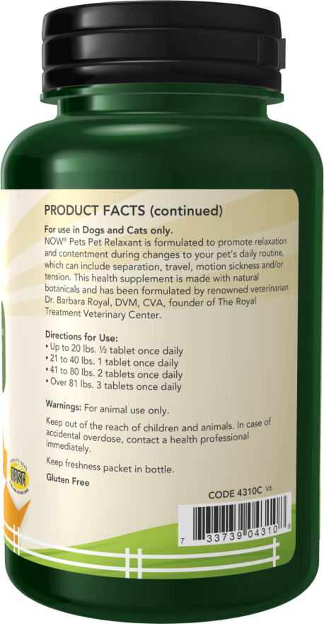 Pet Relaxant Chewable Tablets for Dogs & Cats 90 Chewables