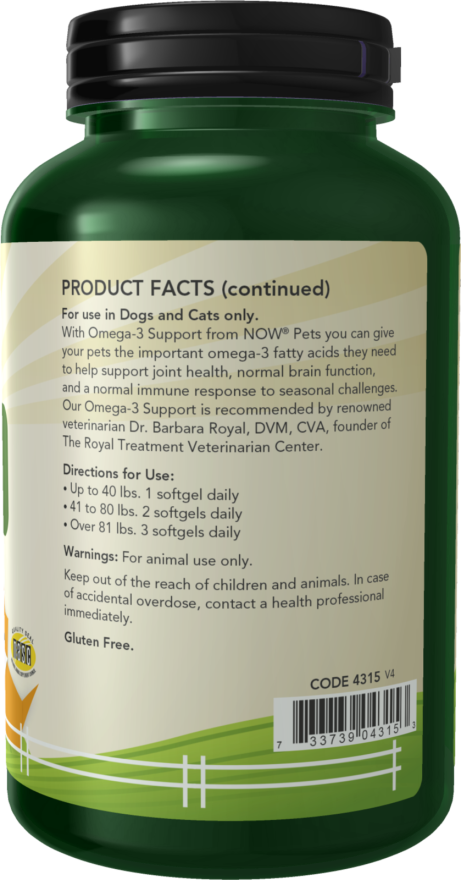 Omega-3 Support Softgels for Dogs & Cats 180 Softgels