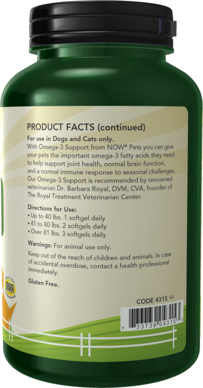 Omega-3 Support Softgels for Dogs & Cats 180 Softgels