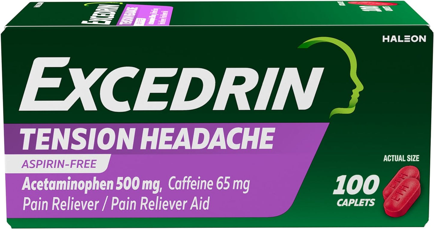 EXCEDRIN TENSION HEADACHE RELIEF CAPLETS - 100 Count