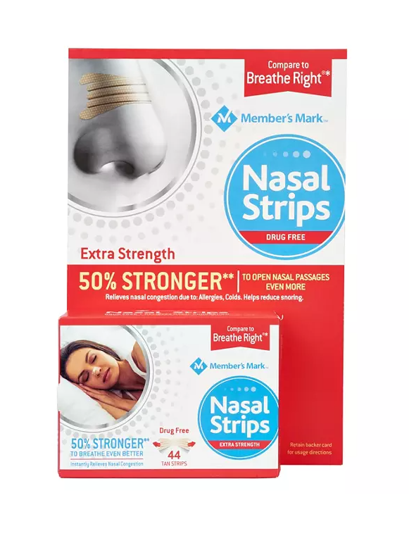 Member's Mark Extra Strength Drug Free Nasal Strips, Tan, 44 ct.