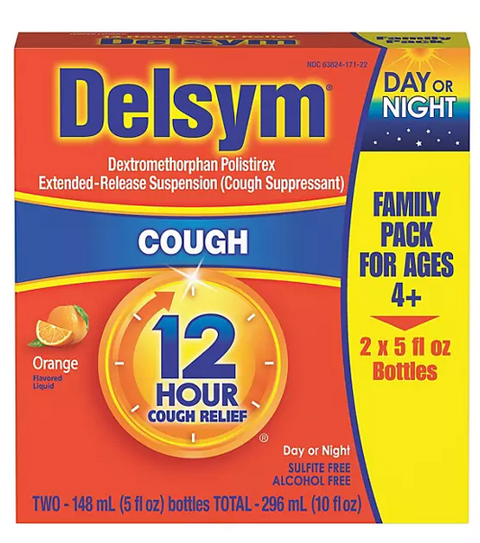 Delsym 12-Hr. Cough Relief Liquid, Orange 2 pack., 5 fl. oz