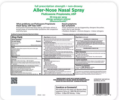 Member's Mark Aller-Nose Fluticasone Propionate Nasal Spray, 50 mcg, 0.62 fl. oz., 6 ct.
