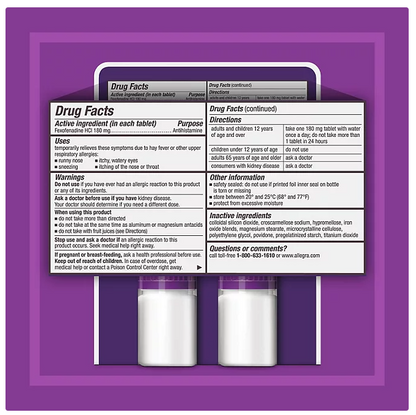 Allegra 24-Hour Indoor/Outdoor Allergy Relief Tablets, 180 mg 110 ct.